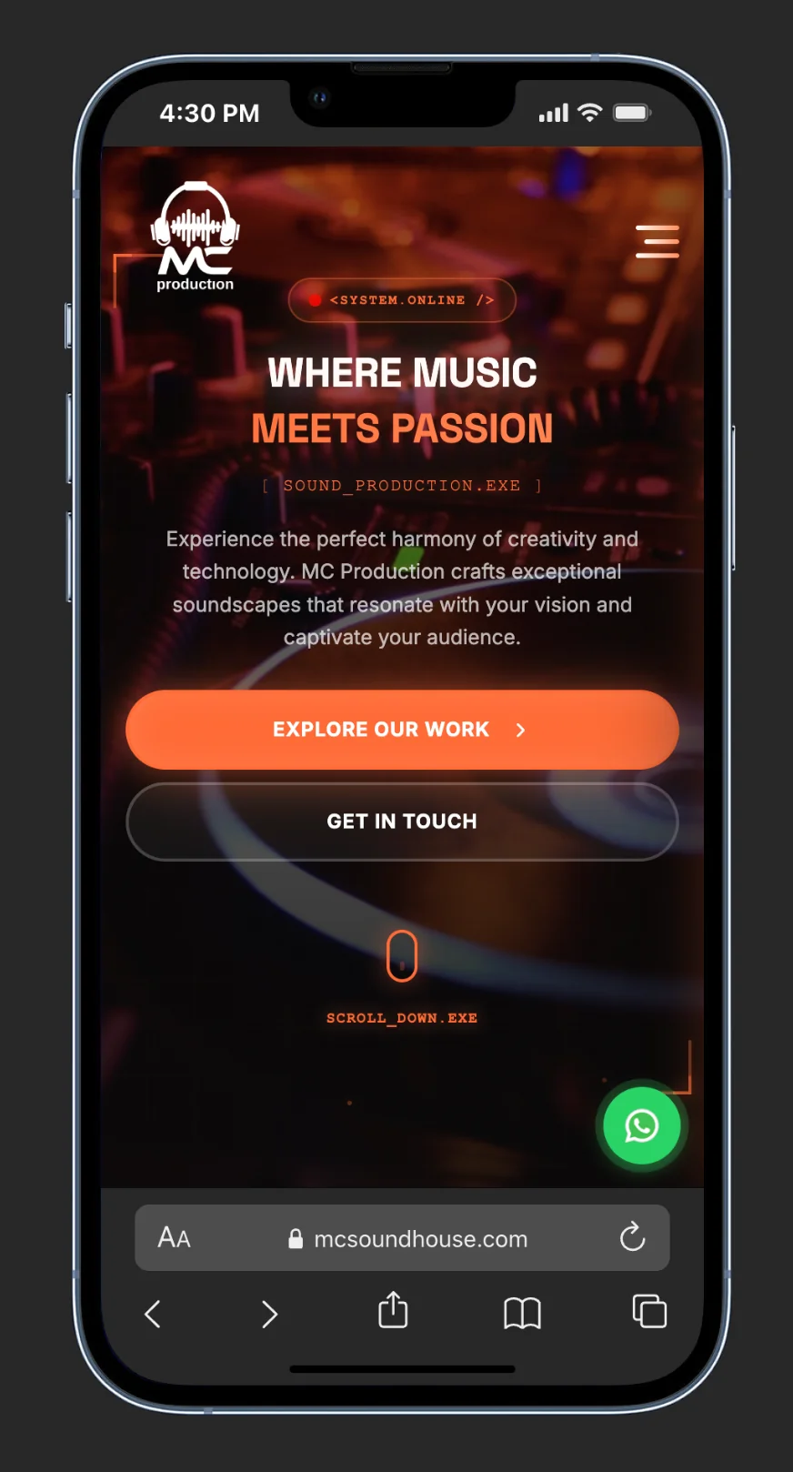 MC Sound House - Müzik prodüksiyon web sitesi ana sayfa