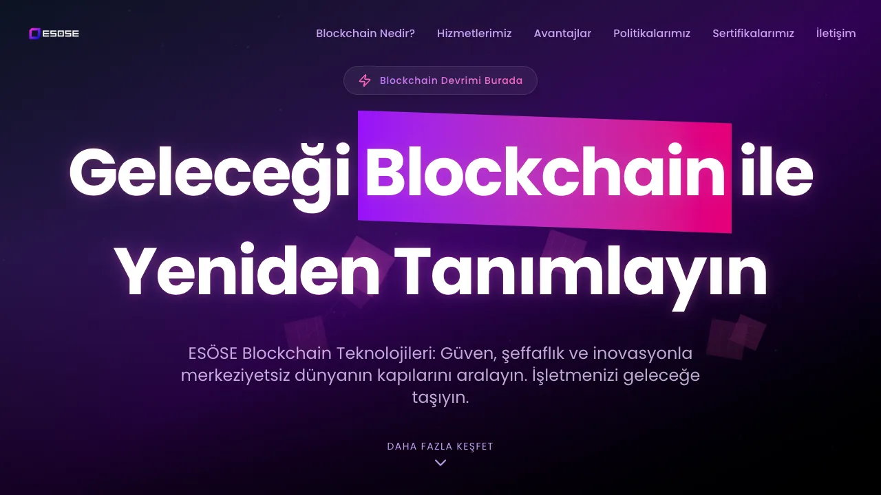 Esose Teknoloji web sitesi ön izleme